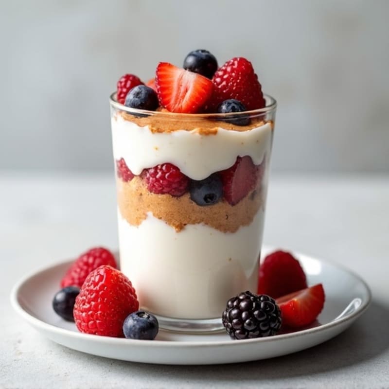 Greek Yogurt Protein Parfait with Mixed Berries and Almond Butter