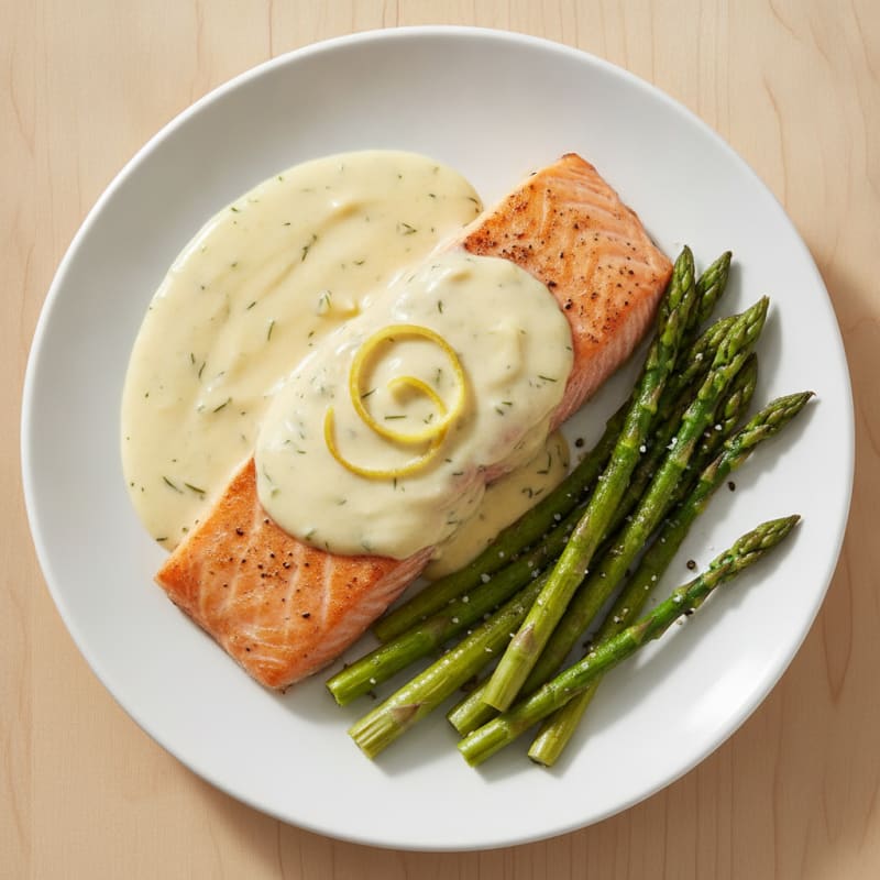 Baked Salmon with Lemon Dill Sauce