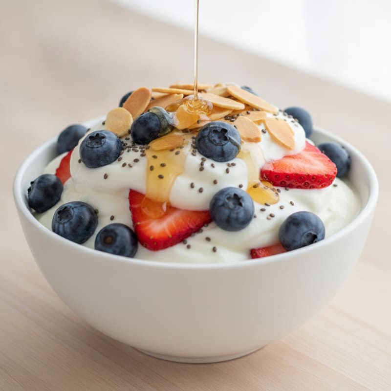 Creamy Greek Yogurt Parfait with Berries and Almonds