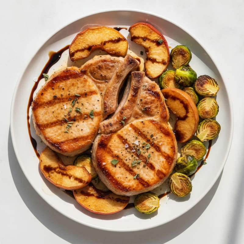 Pan-Seared Pork Chops with Roasted Apples