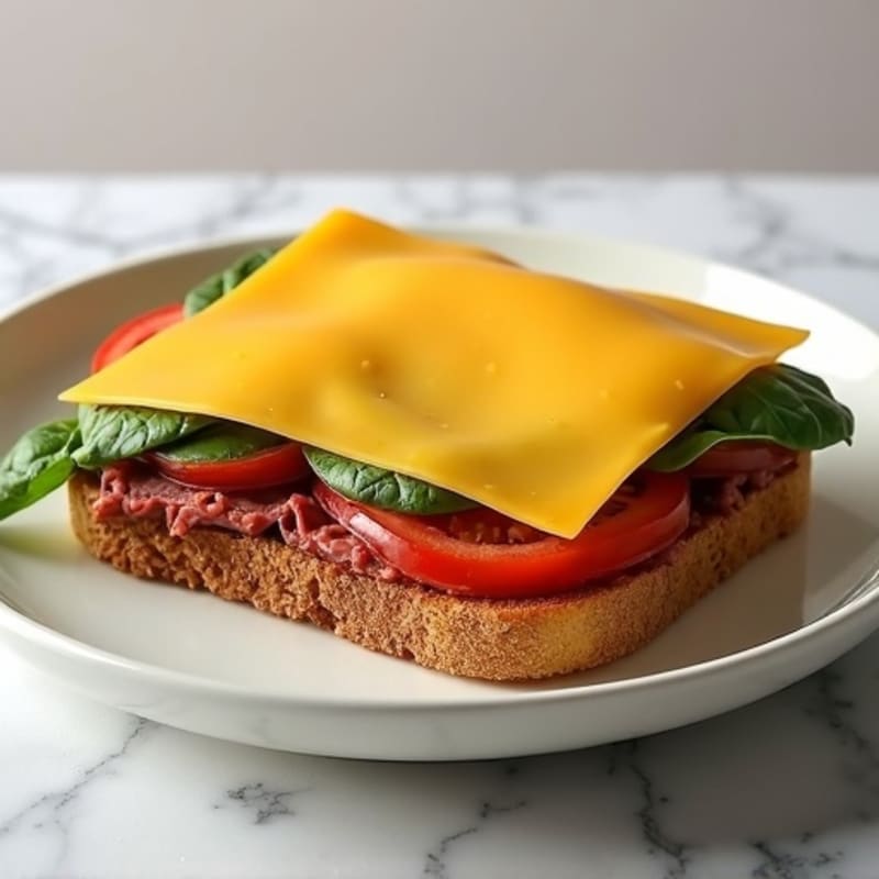 Lean Roast Beef and Sharp Cheddar Open-Face Sandwich