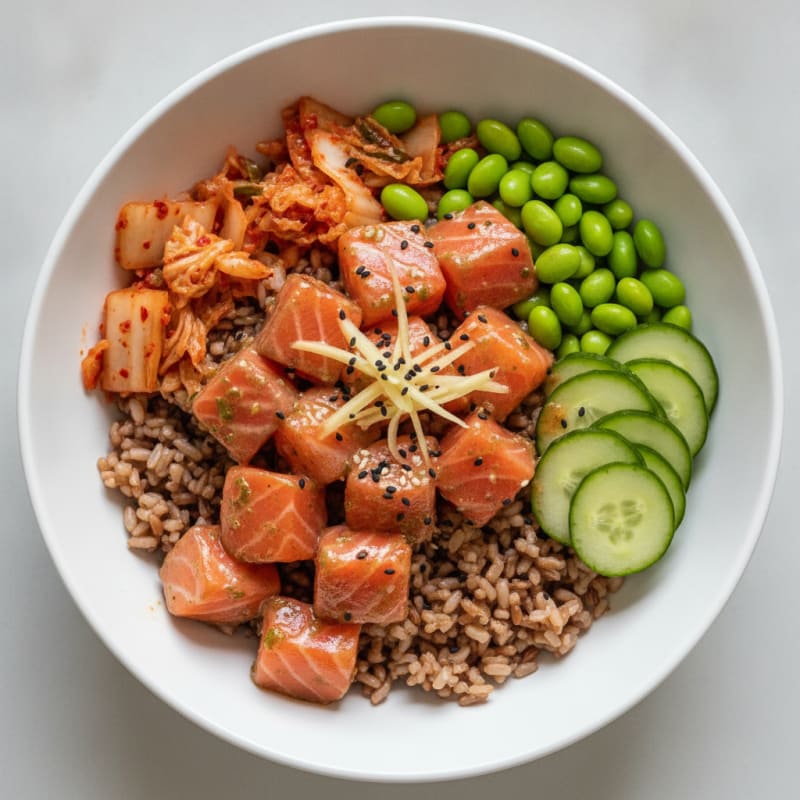 Salmon Kimchi Poke Bowl