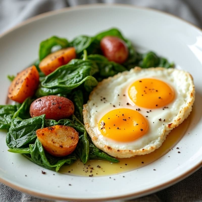 Egg and Spinach Scramble with Roasted Potatoes