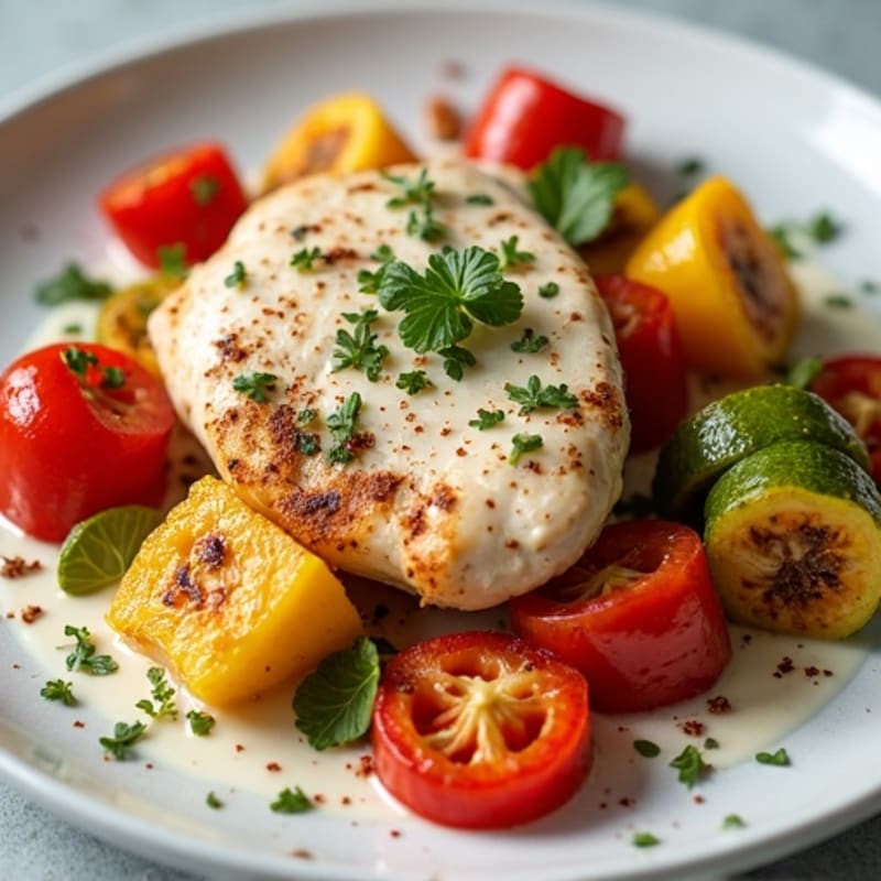 Creamy Spiced Chicken with Roasted Vegetables