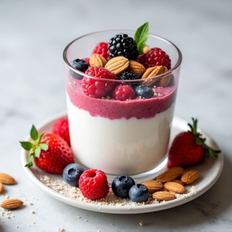 Greek Yogurt Protein Parfait with Mixed Berries and Almonds