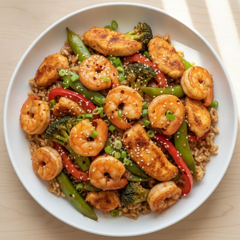 Spicy Chicken and Shrimp Stir-Fry