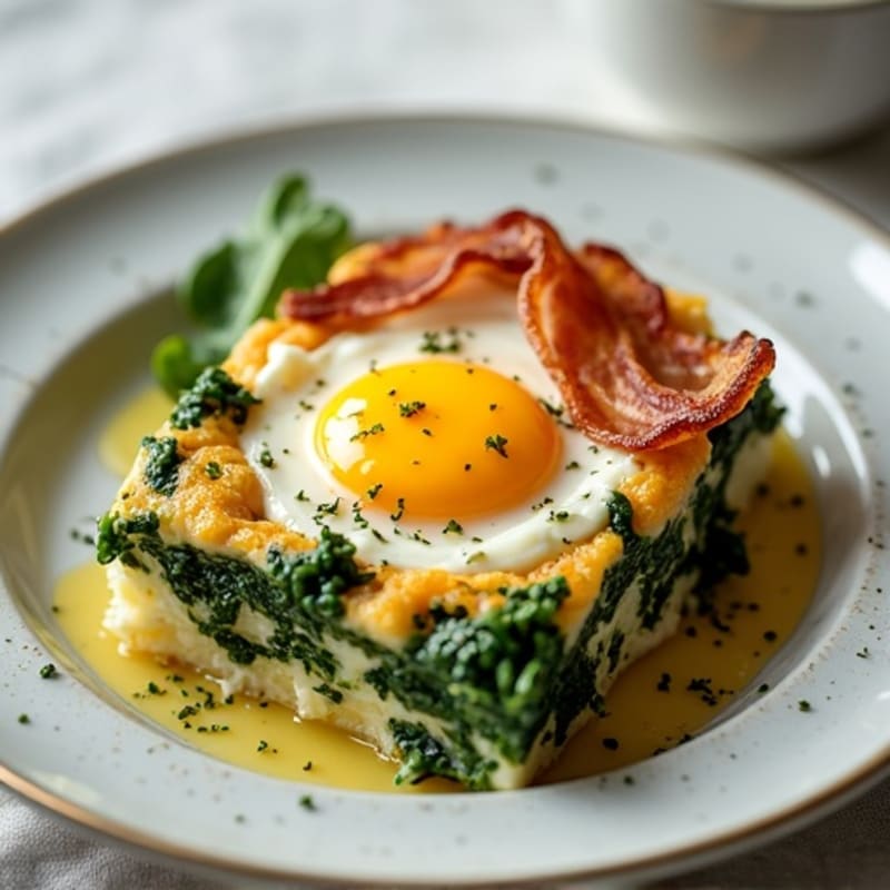 Cottage Cheese and Spinach Egg Bake with Turkey Bacon