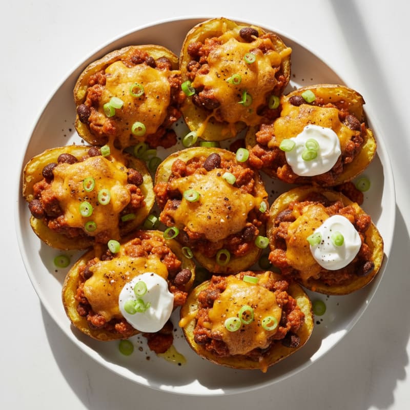 Crispy Chili Cheese Potato Skins