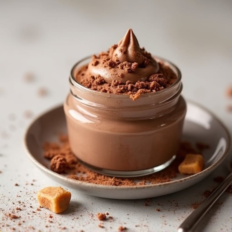 Chocolate Protein Mousse with Peanut Butter Swirl