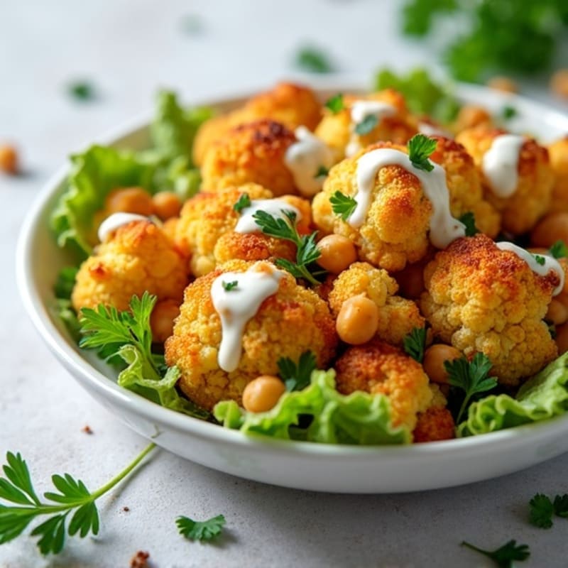 Crispy Roasted Cauliflower with Lemon Herb Dressing