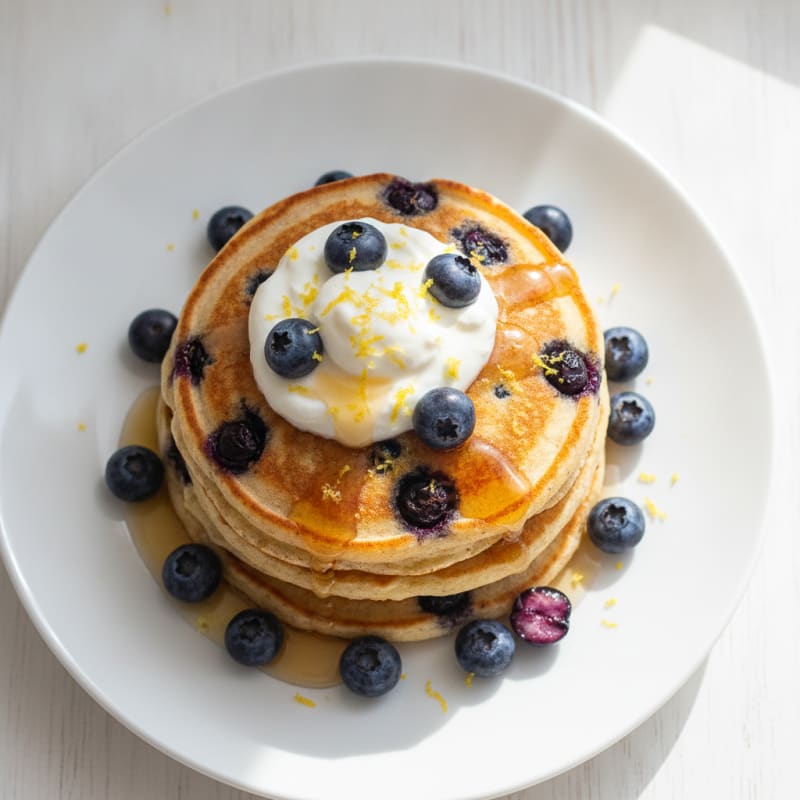 Blueberry Ricotta Pancakes with Lemon Zest