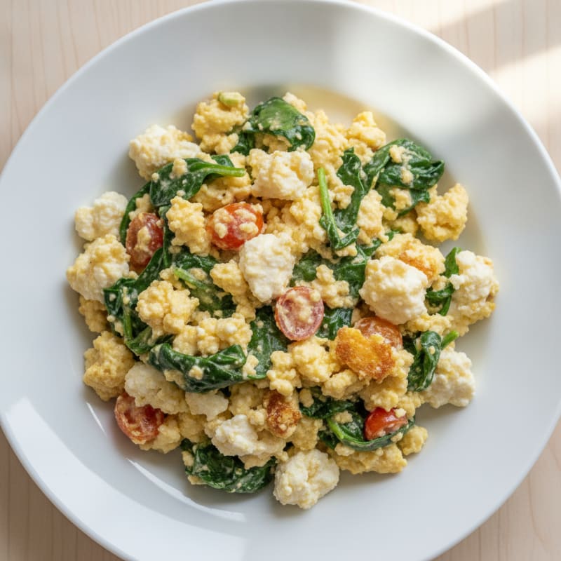 Egg White and Cottage Cheese Scramble with Spinach