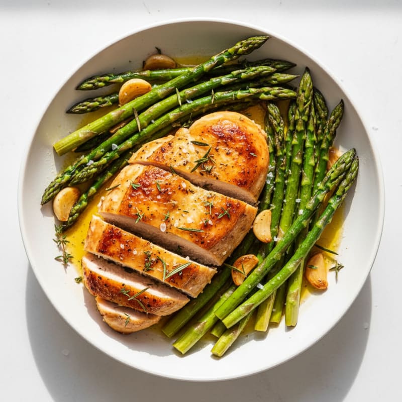Lemon Herb Roasted Chicken with Asparagus