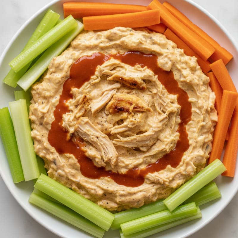 Clean Buffalo Chicken Dip with Fresh Veggies