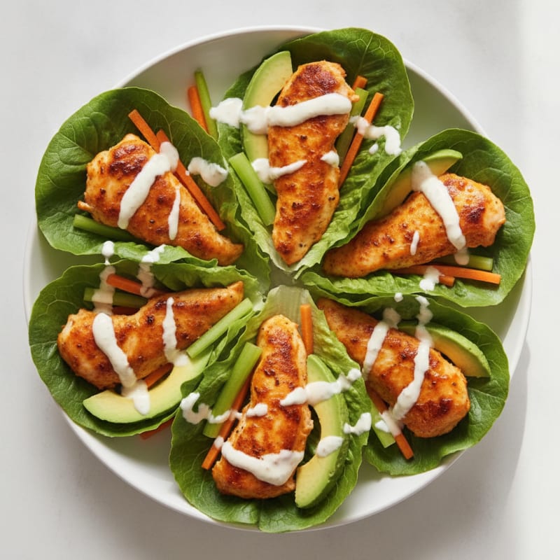 Buffalo Ranch Chicken Lettuce Wraps