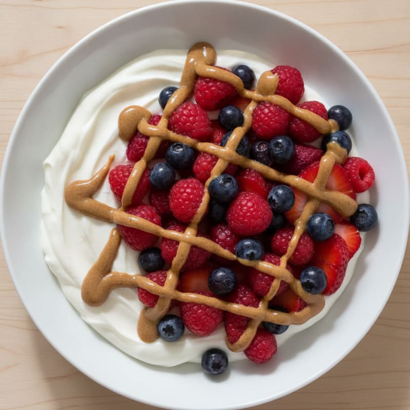 High-Protein Greek Yogurt Bowl with Mixed Berries and Almond Butter