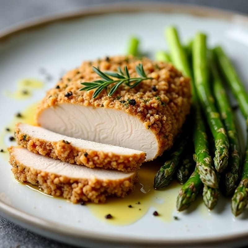 Herb-Crusted Pork Loin with Roasted Asparagus