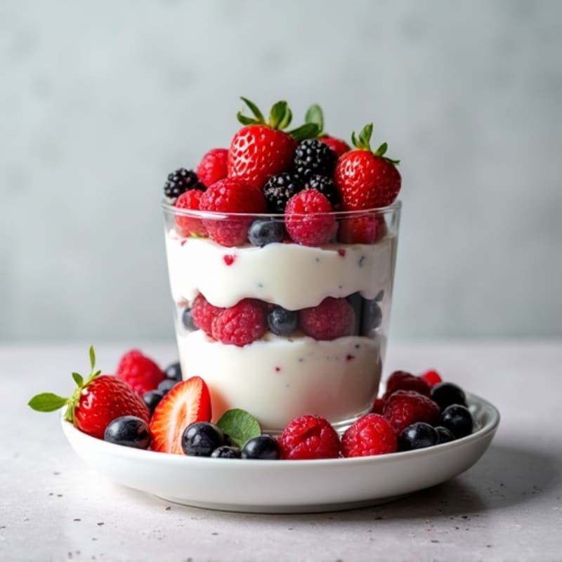 Greek Yogurt Protein Parfait with Mixed Berries and Chia Seeds