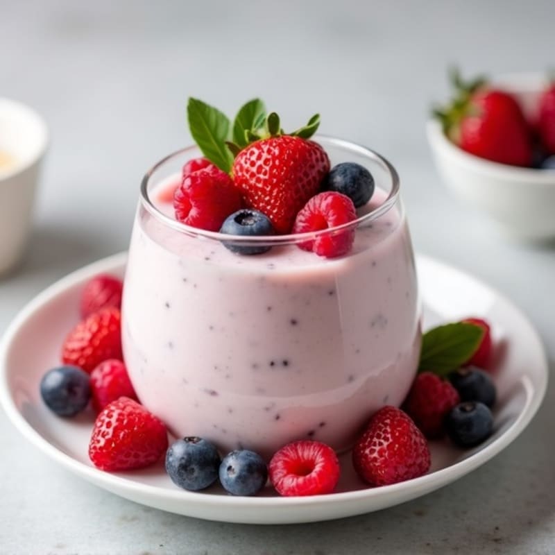 Silky Greek Yogurt Protein Mousse with Mixed Berries