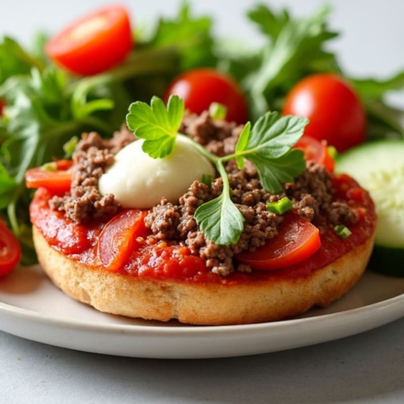 Lean Beef and Veggie Pizza with Side Salad