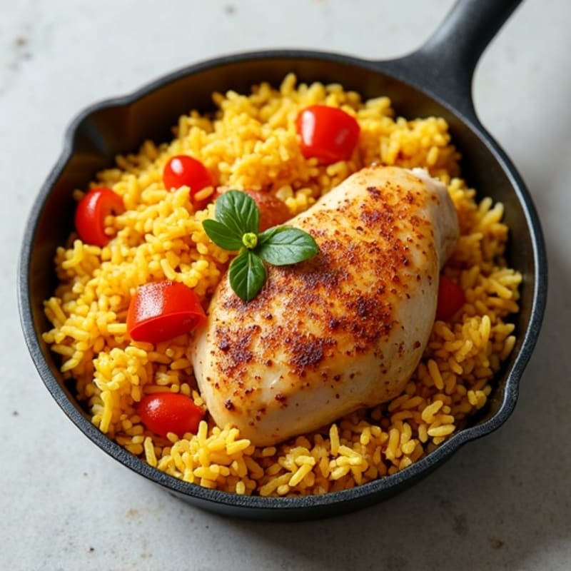 Saffron-Spiced Chicken and Yellow Rice Skillet