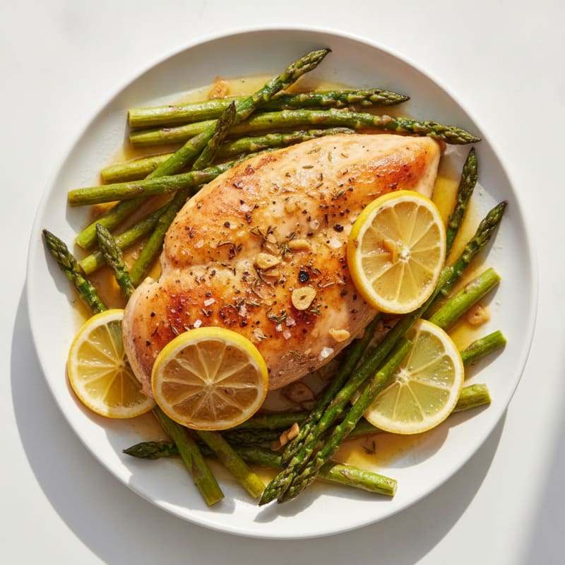 Lemon Herb Roasted Chicken with Asparagus