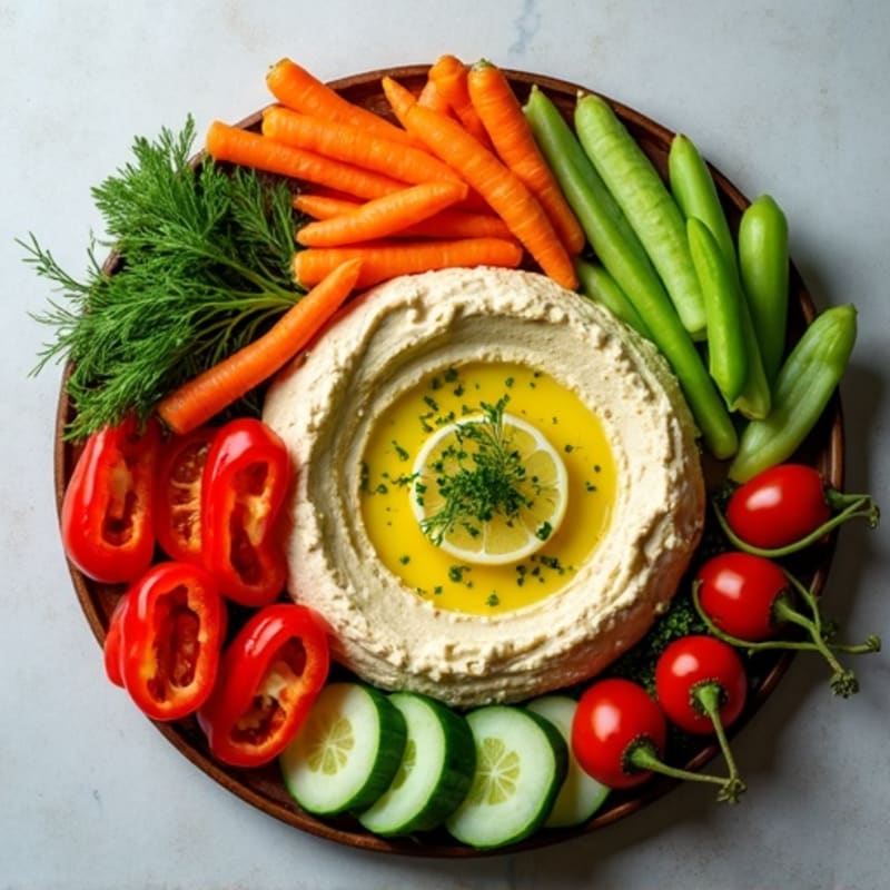 Creamy Herb Hummus Platter with Fresh Vegetables