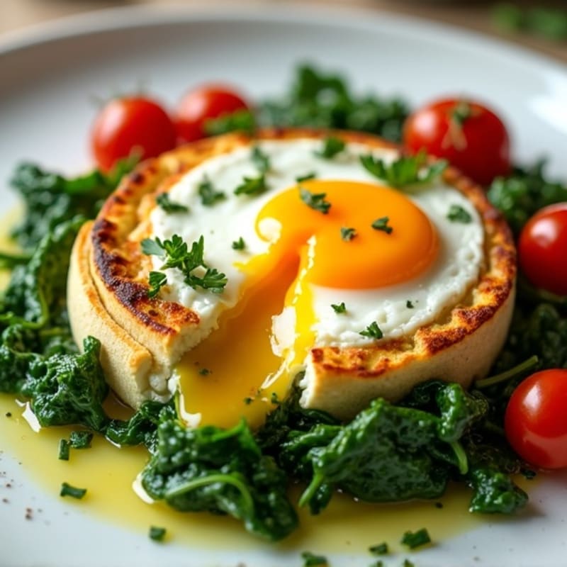 Savory Cottage Cheese and Herb Bake with a Molten Egg Yolk Center