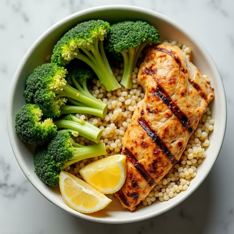 Grilled Chicken and Quinoa Power Bowl with Roasted Broccoli