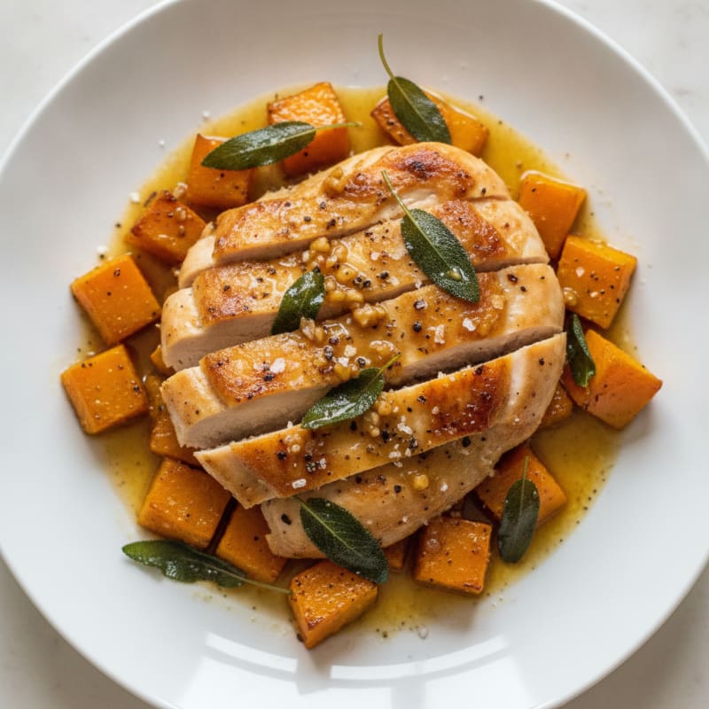 Roasted Pumpkin with Sage and Brown Butter Chicken