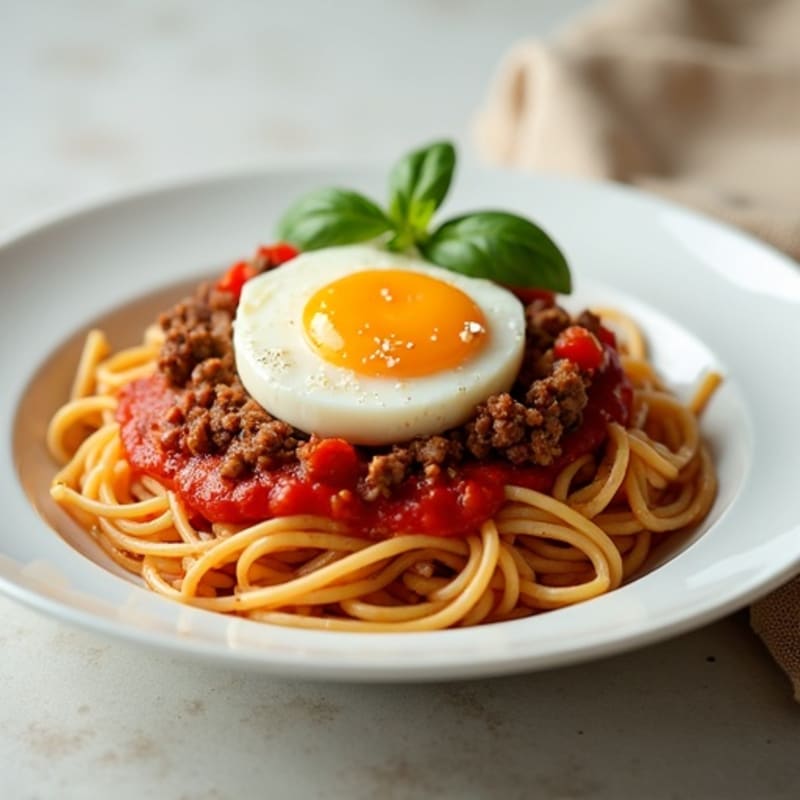 Lean Beef Spaghetti with Boiled Eggs