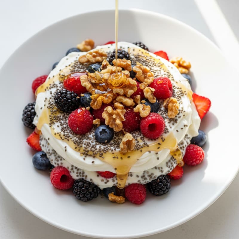 Silky Greek Yogurt Parfait with Chia Seeds and Mixed Berries
