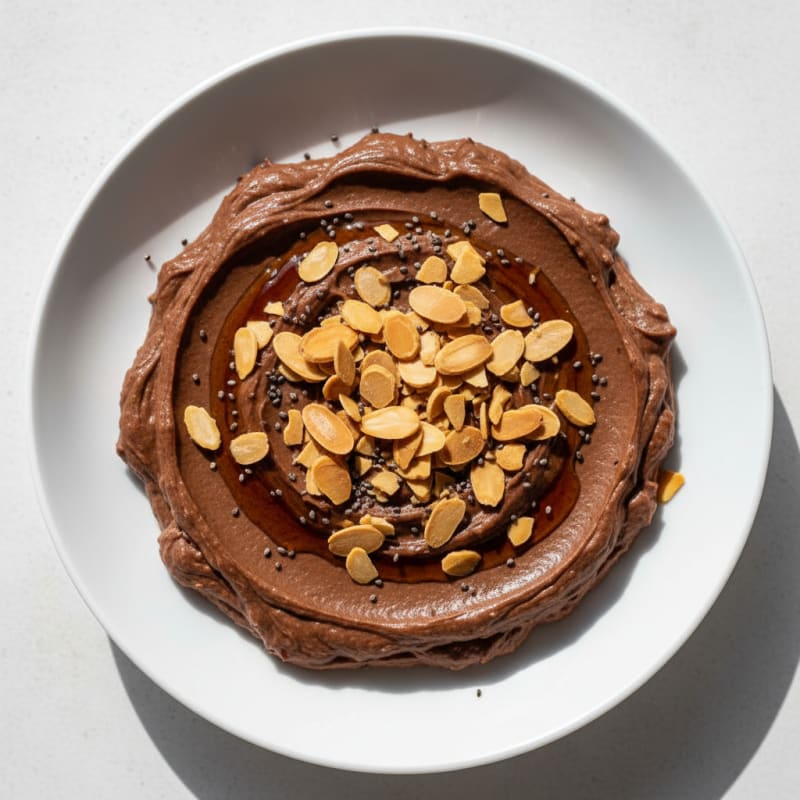Silky Chocolate Protein Pudding with Toasted Almonds