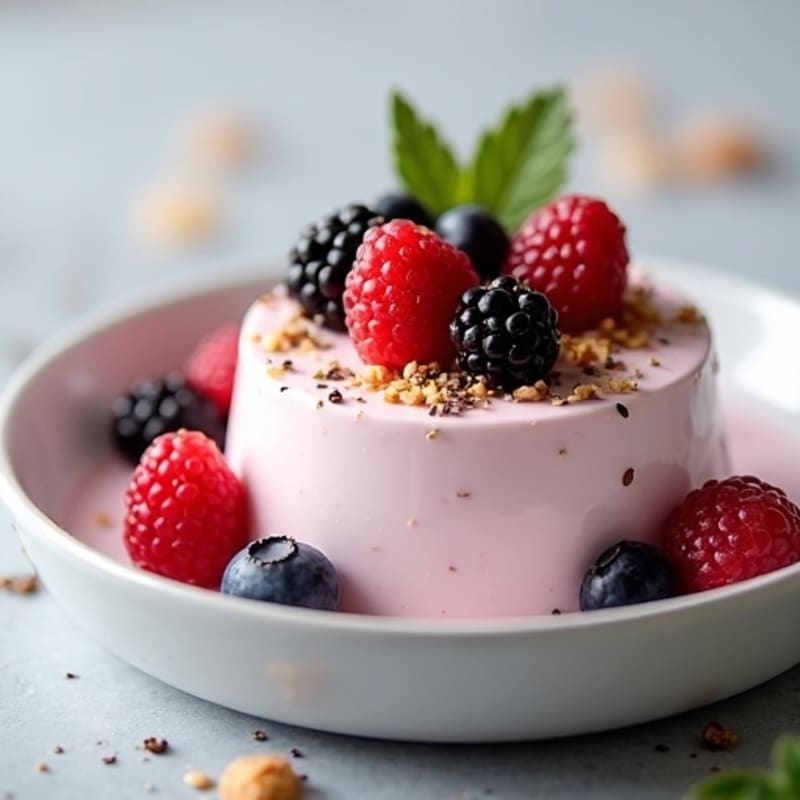 Greek Yogurt Protein Mousse with Mixed Berries