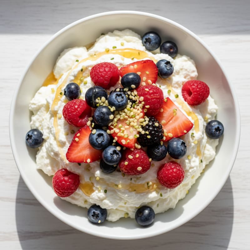 Silky Greek Yogurt Protein Mousse with Mixed Berries