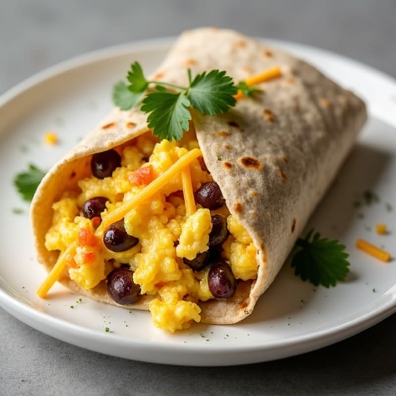 High-Protein Scrambled Egg and Black Bean Breakfast Burrito