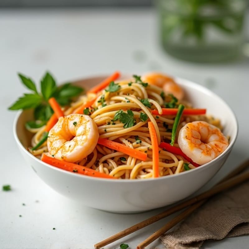 Tender Shrimp with Peanut-Lime Noodles and Fresh Crunchy Vegetables