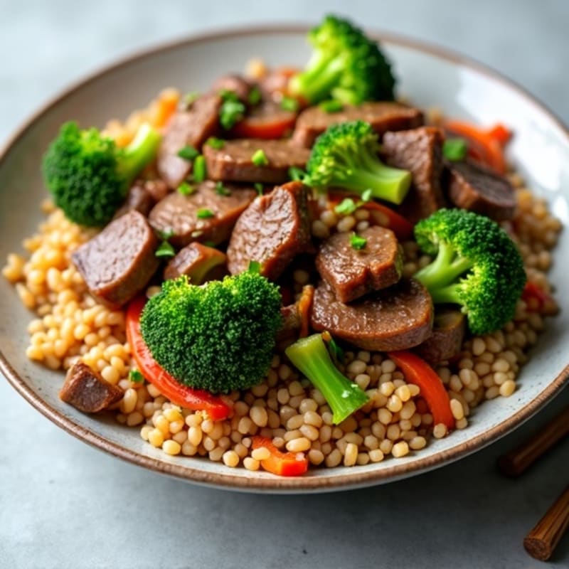 Tender Beef and Crisp Broccoli Stir-Fry with Brown Rice