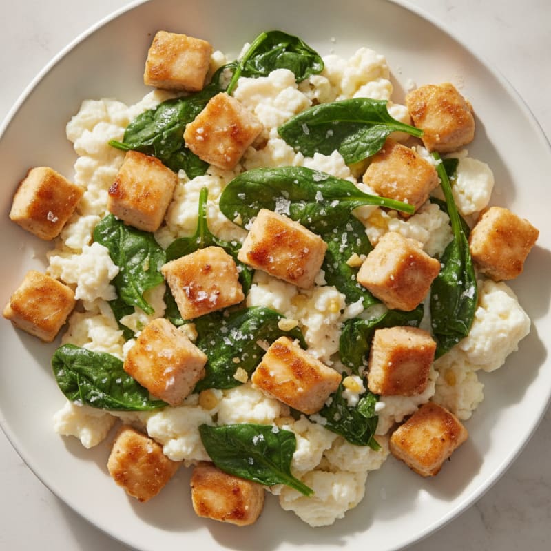 Egg White and Chicken Breast Scramble with Spinach