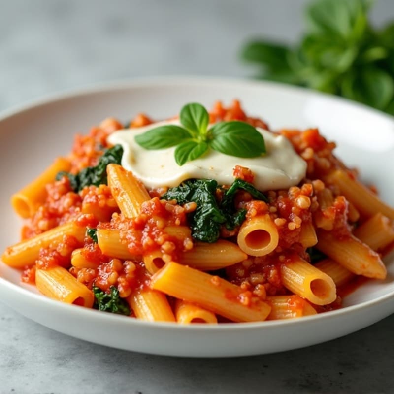 Hearty Baked Ziti with Lean Ground Turkey and Spinach