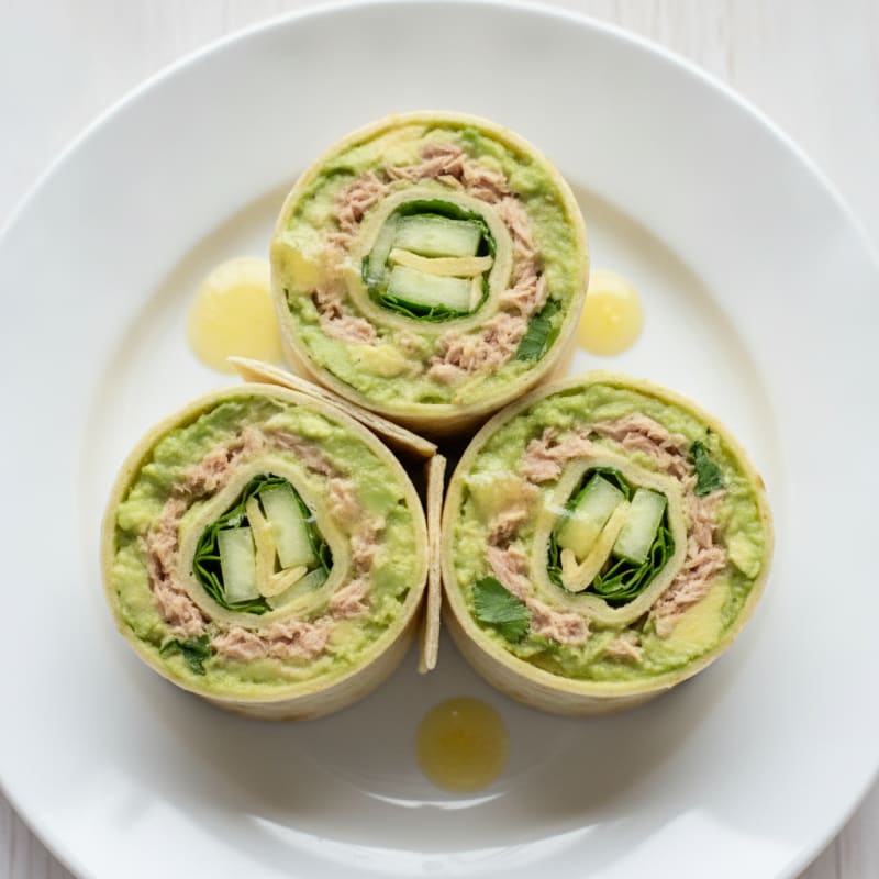 Tuna Avocado Cucumber Tortilla Wraps