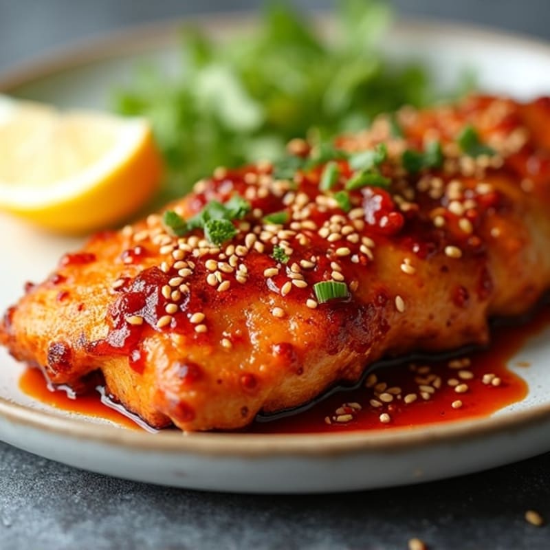 Crispy Baked Ginger-Garlic Chicken with Sweet Chili Sauce