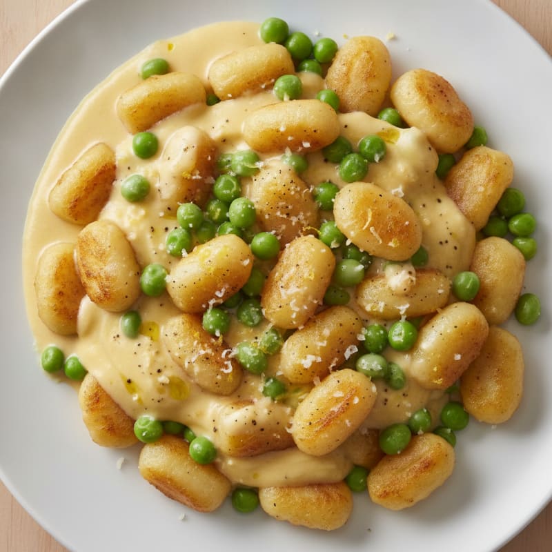 Potato Gnocchi with Peas and Edamame