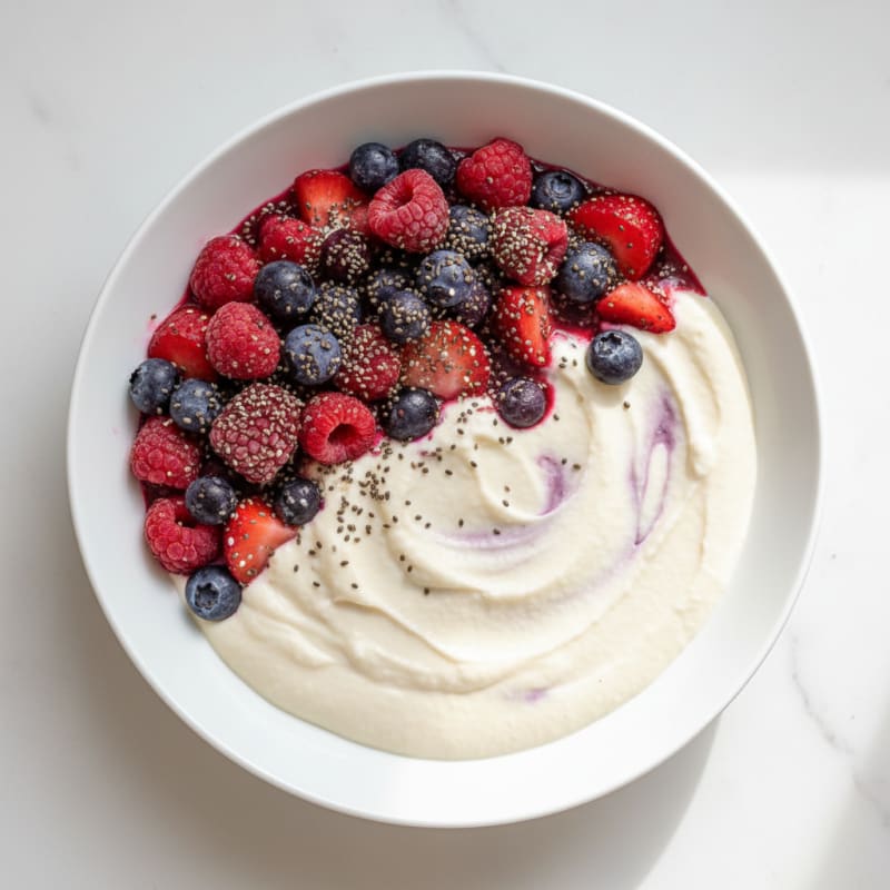 Silken Tofu Protein Smoothie Bowl with Chia and Berries