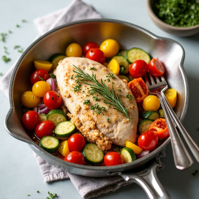 Herb-Seasoned Turkey Skillet with Roasted Vegetables