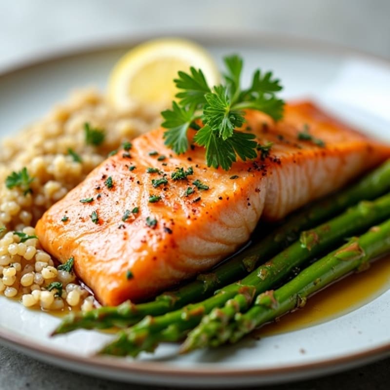 Lemon Herb-Roasted Salmon with Crispy Asparagus