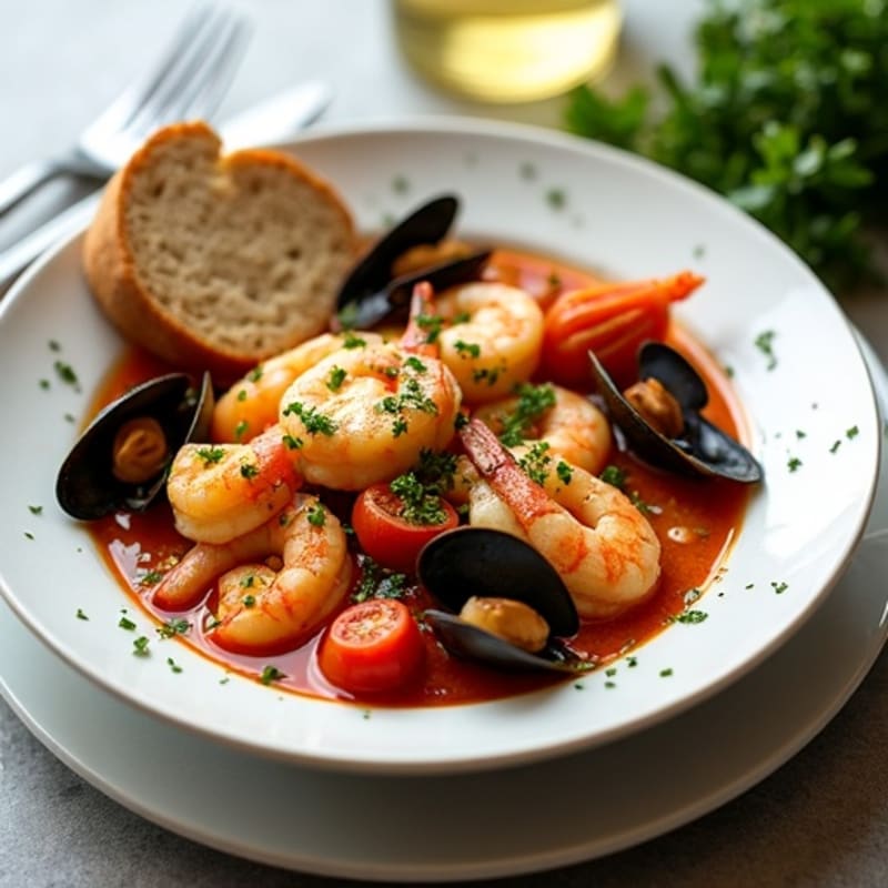 Herb-Garlic Seafood Cioppino with Fresh Tomatoes