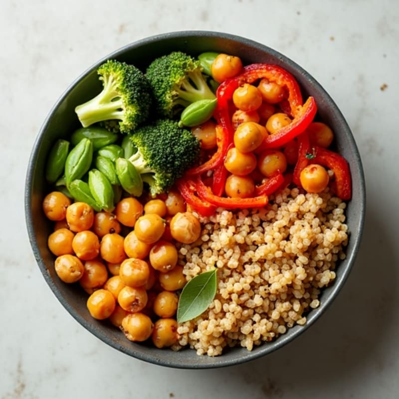 Crispy Chickpea and Roasted Vegetable Bowl with Creamy Tahini Dressing