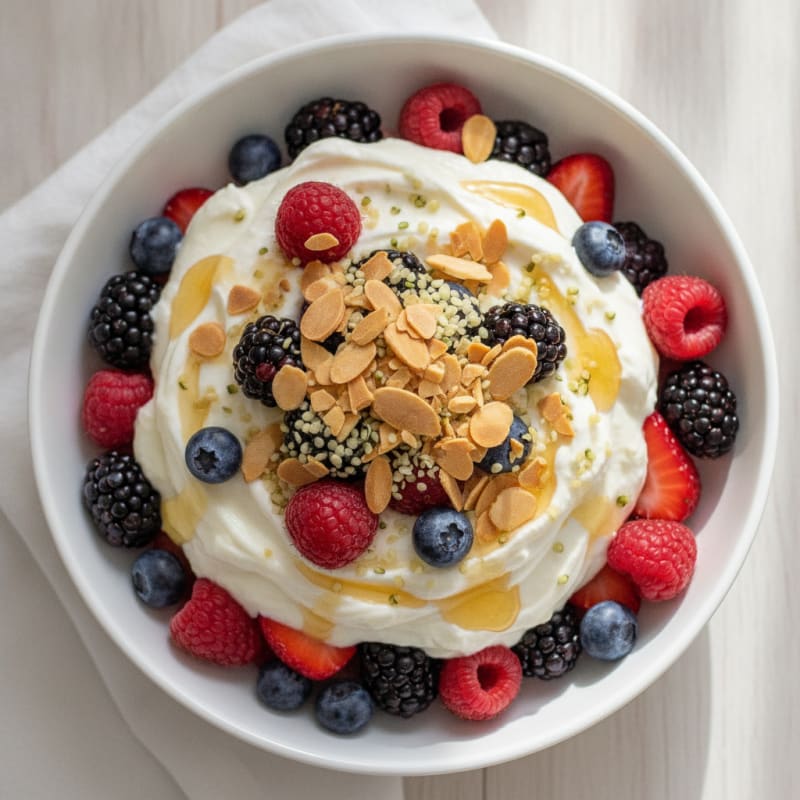Greek Yogurt Protein Parfait with Mixed Berries
