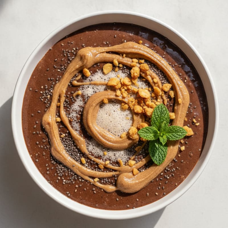 Silky Chocolate Protein Pudding with Almond Butter Swirl